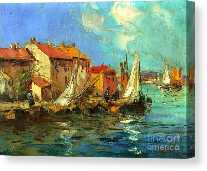 Sail Boats Canvas Print featuring the painting Plein Air one by Michael Swanson
