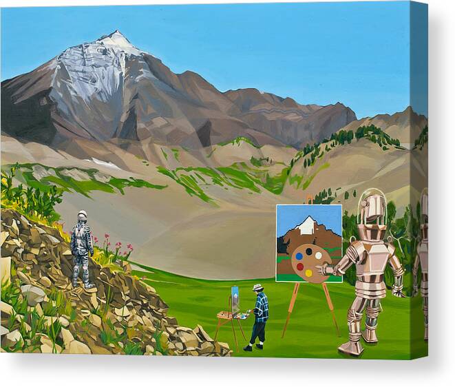 Astronaut Canvas Print featuring the painting Plein Air Robot by Scott Listfield