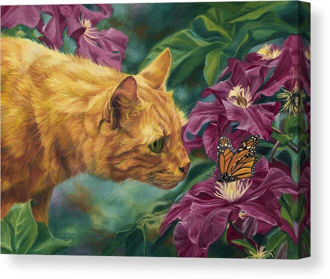 Cat Canvas Print featuring the painting Point Of Interest by Lucie Bilodeau