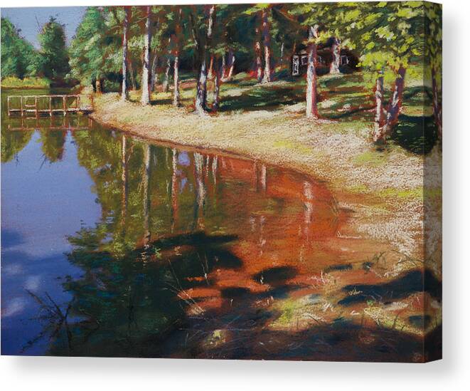 America Canvas Print featuring the pastel Pondside Summer by Christopher Reid