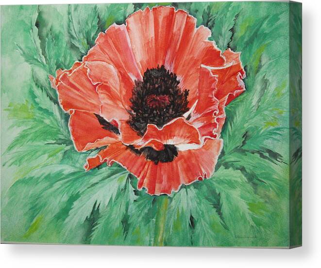 Poppy Canvas Print featuring the painting Poppy by Ellen Canfield
