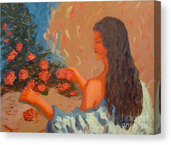 Portraits Canvas Print featuring the painting Portrait of Ana by Monica Elena