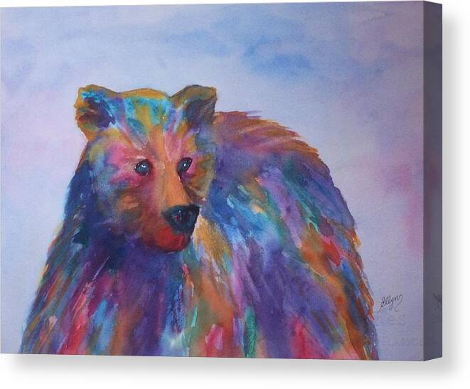 Bear Canvas Print featuring the painting Rainbow Bear by Ellen Levinson