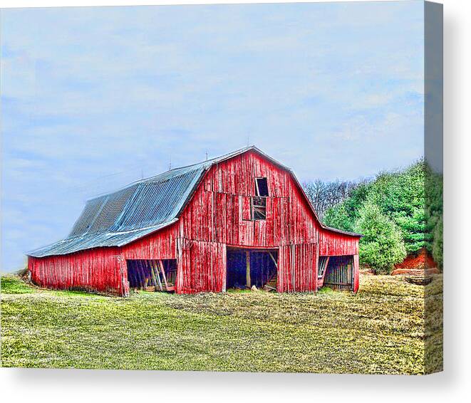  Red Barn Canvas Print featuring the photograph Red Barn by M Three Photos