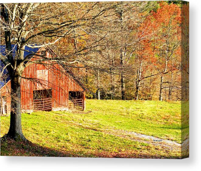 Barns Canvas Print featuring the photograph Red Barn in Late Fall by Duane McCullough