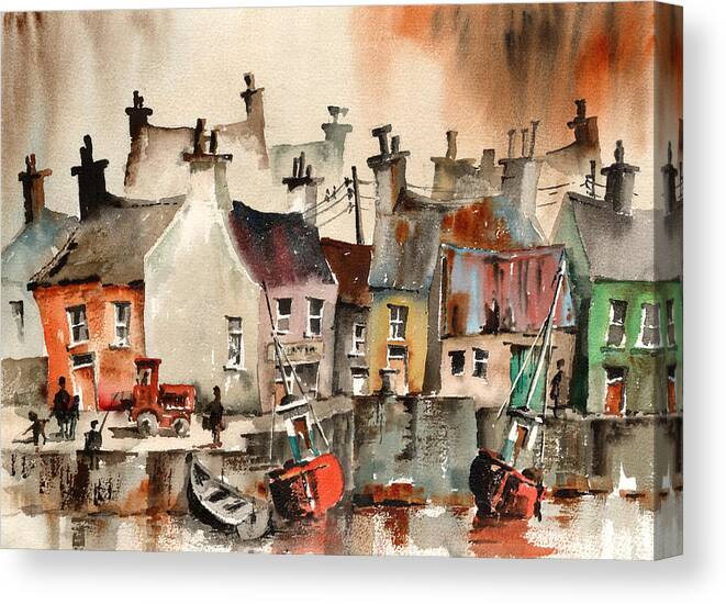 Val Byrne Canvas Print featuring the painting Dingle Harbour, Kerry #4 by Val Byrne