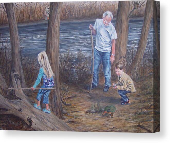 River Canvas Print featuring the painting River Explorers by Bonnie Peacher