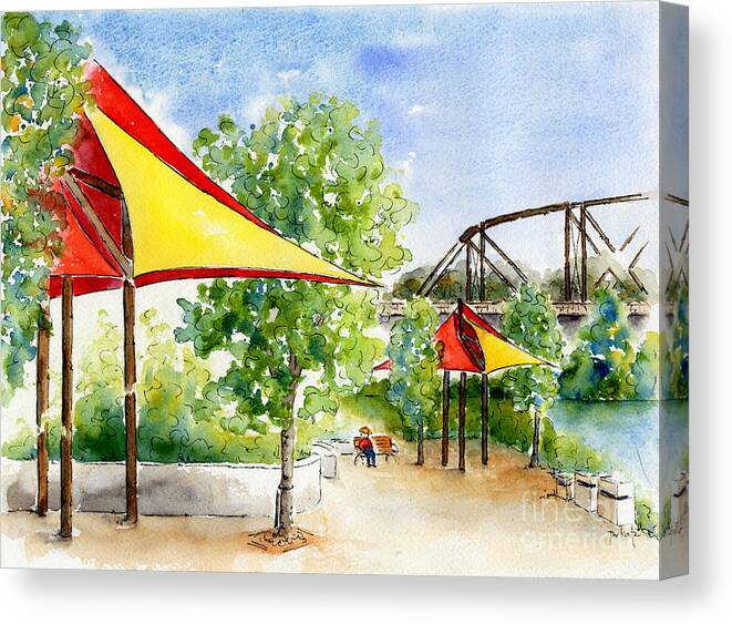 Impressionism Canvas Print featuring the painting River Landing by Pat Katz