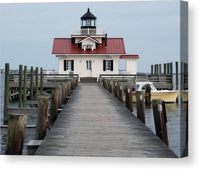Obx Canvas Print featuring the digital art Roanoke Marshes Lighthouse by Kelvin Booker
