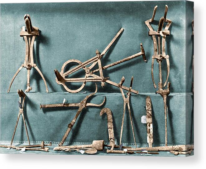 Science Canvas Print featuring the photograph Roman Surgical Instruments, 1st Century by Science Source
