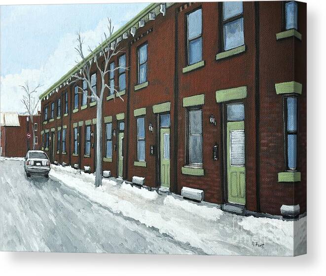 Pointe St. Charles Canvas Print featuring the painting Rue Grand Trunk Pointe St. Charles by Reb Frost