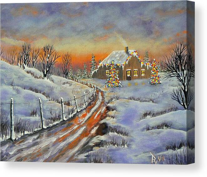 Christmas Canvas Print featuring the painting Rural Christmas by Ray Nutaitis
