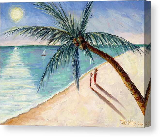 Rustling Palm Canvas Print featuring the painting Rustling Palm by Tilly Willis