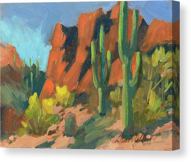 Saguaro Cactus Canvas Print featuring the painting Saguaro Cactus 1 by Diane McClary