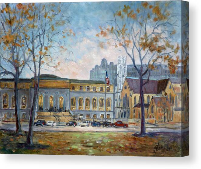 Saint Louis Canvas Print featuring the painting Saint Louis Public Library by Irek Szelag