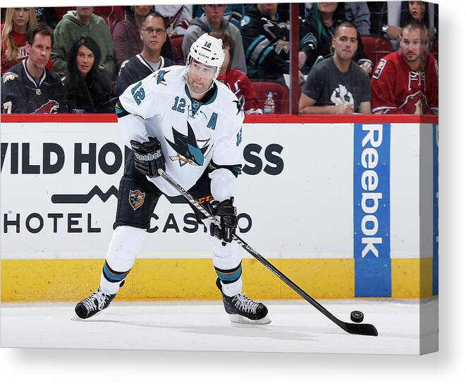 People Canvas Print featuring the photograph San Jose Sharks V Arizona Coyotes by Christian Petersen