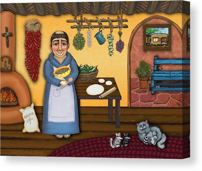 San Pascual Canvas Print featuring the painting San Pascuals Kitchen 2 by Victoria De Almeida
