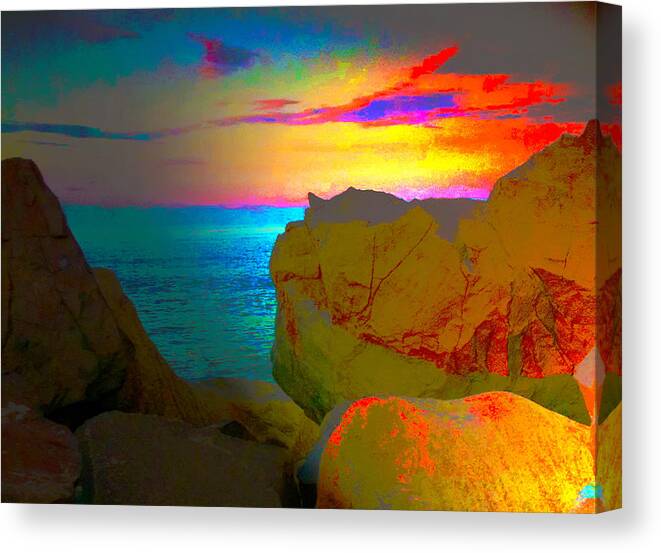 Beach Canvas Print featuring the photograph Sandy Hook NJ Sunset by Linnea Tober