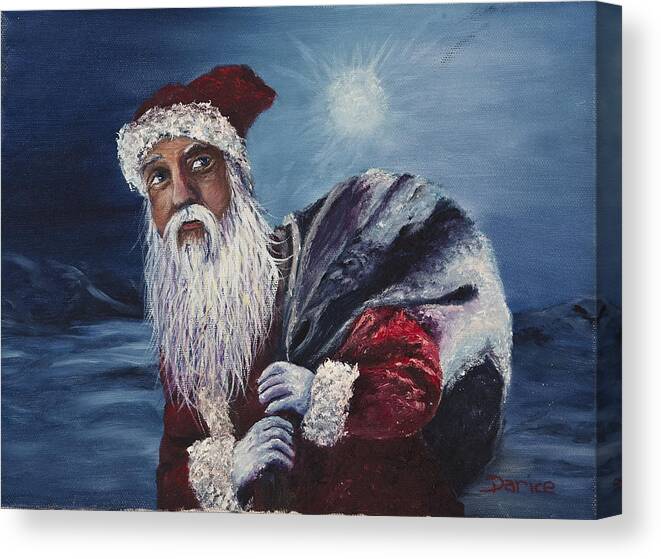 Christmas Canvas Print featuring the painting Santa With His Pack by Darice Machel McGuire