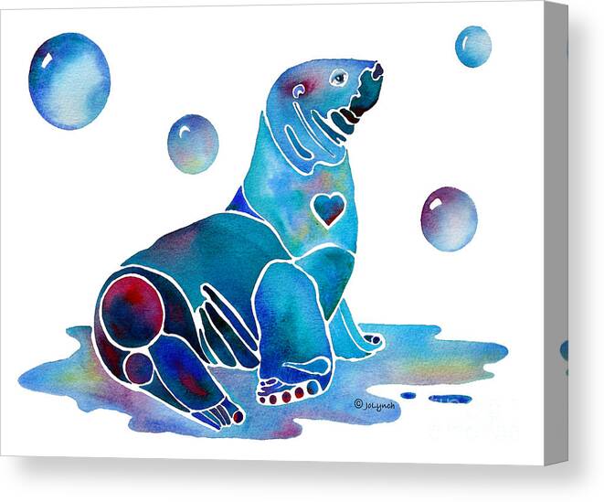 Seal Canvas Print featuring the painting Seal Salty by Jo Lynch