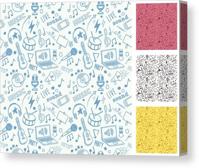 Art Canvas Print featuring the drawing Seamless Music Doodle Pattern by Ilyast