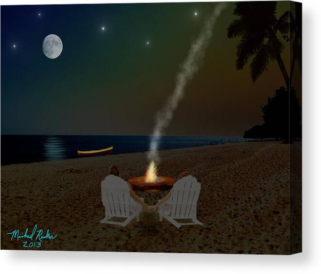 Campfire Canvas Print featuring the digital art Serenity on the Beach by Michael Rucker