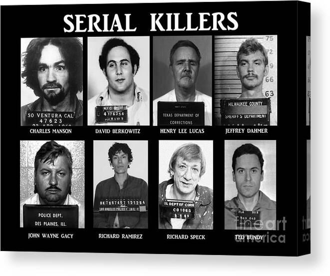 Paul Ward Canvas Print featuring the photograph Serial Killers - Public Enemies by Paul Ward