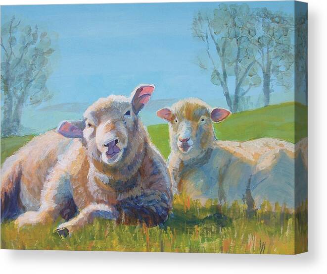 Sheep Canvas Print featuring the painting Sheep Lying Down by Mike Jory
