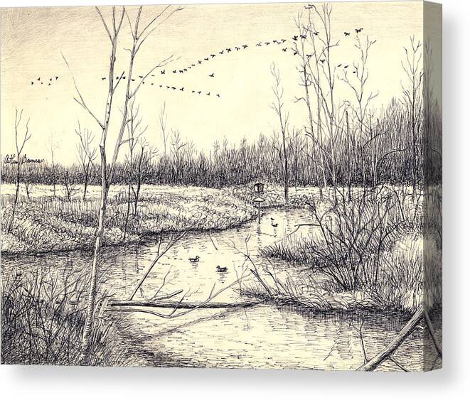 Wildlife Refuge Canvas Print featuring the painting Shelby Swamps/ by Arthur Barnes