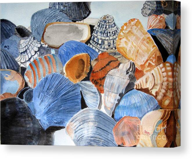 Shell Canvas Print featuring the painting Shells on the Beach by Sandy McIntire