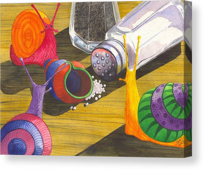 Snail Canvas Print featuring the painting Should Have Listened by Catherine G McElroy