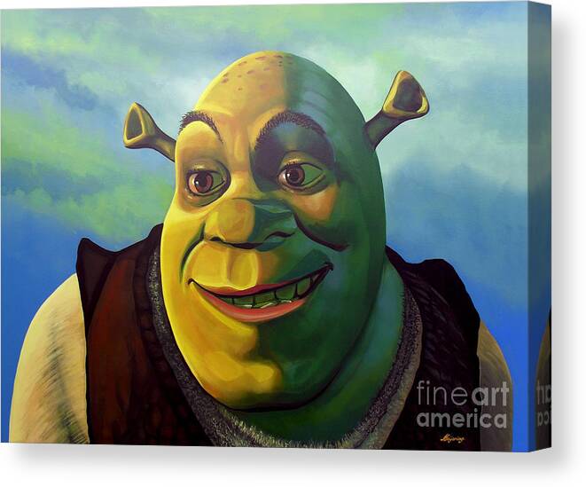 Shrek Canvas Print featuring the painting Shrek by Paul Meijering
