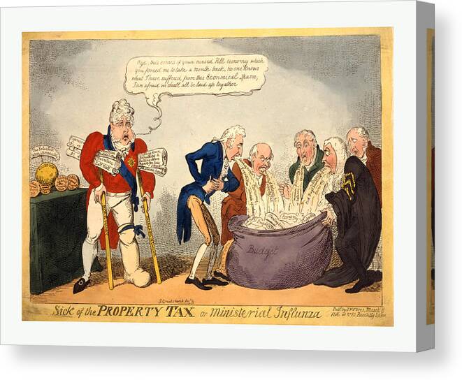 Sick Canvas Print featuring the drawing Sick Of The Property Tax Or Ministerial Influnza by English School