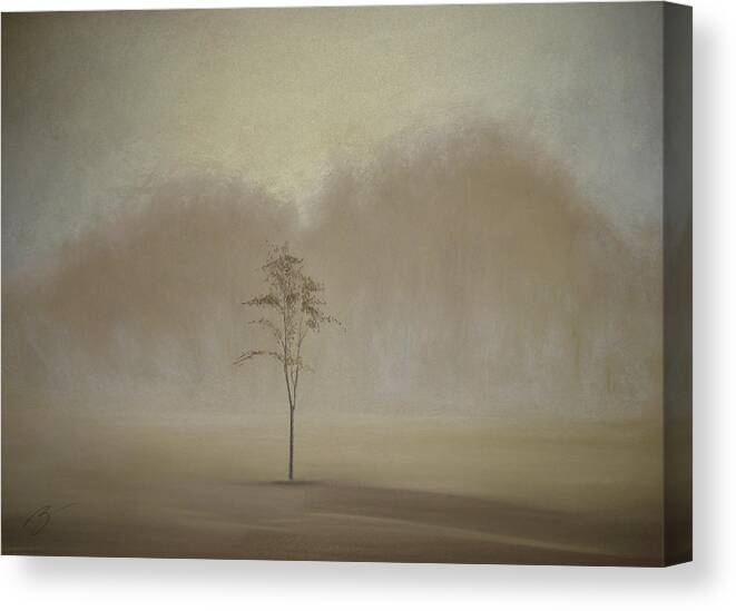 Pastel Canvas Print featuring the pastel Single Tree - Pastel by Ben Kotyuk
