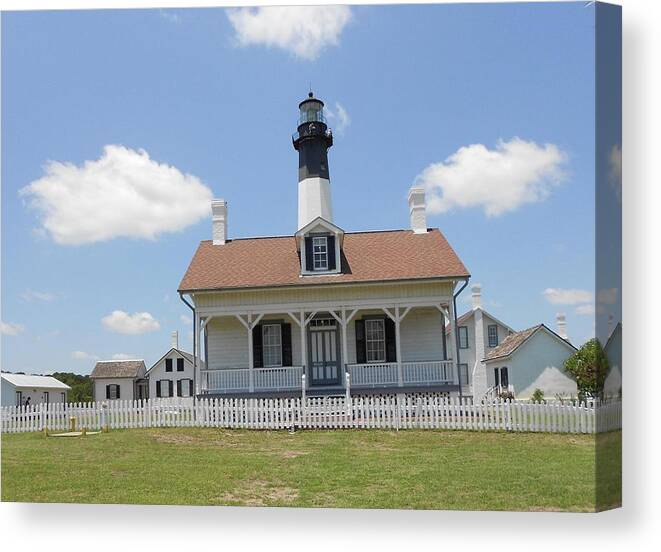 Lighthouse Canvas Print featuring the photograph Smokin Lighthouse  Tybee Island Beach GA by Dianna Jackson