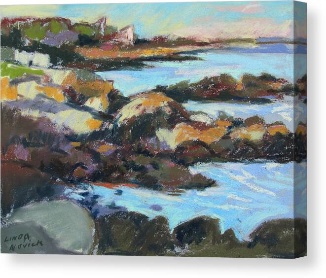 Kennebunkport Canvas Print featuring the painting Soft Rocks At Kennebunkport by Linda Novick
