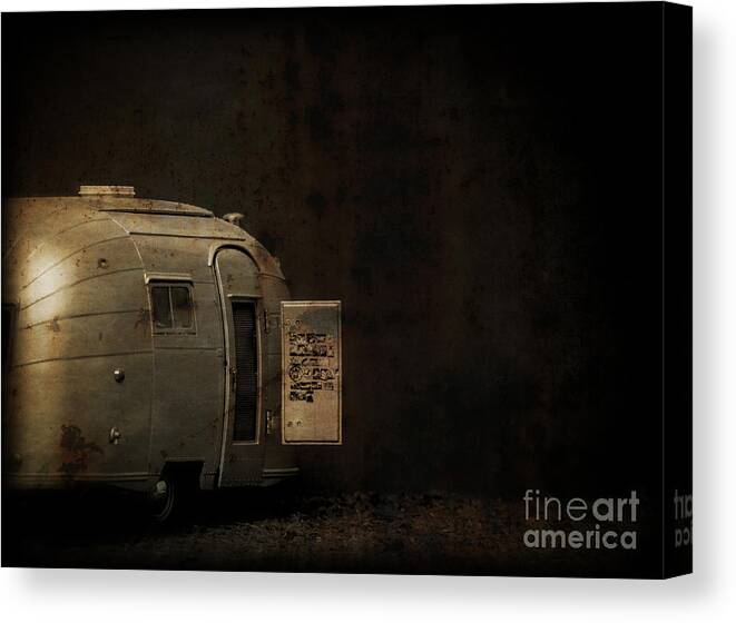 Creepy Canvas Print featuring the photograph Spooky Airstream Campsite by Edward Fielding