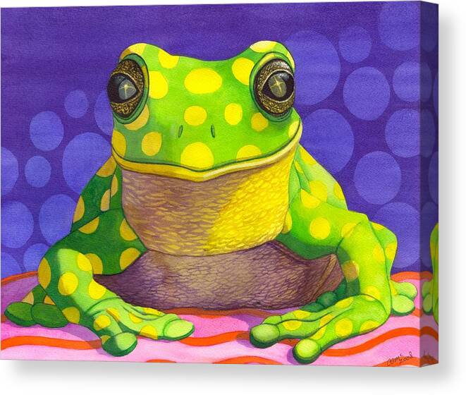 Frog Canvas Print featuring the painting Spotted Frog by Catherine G McElroy