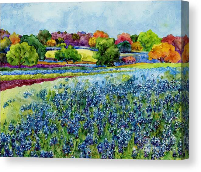 Bluebonnet Canvas Print featuring the painting Spring Impressions by Hailey E Herrera