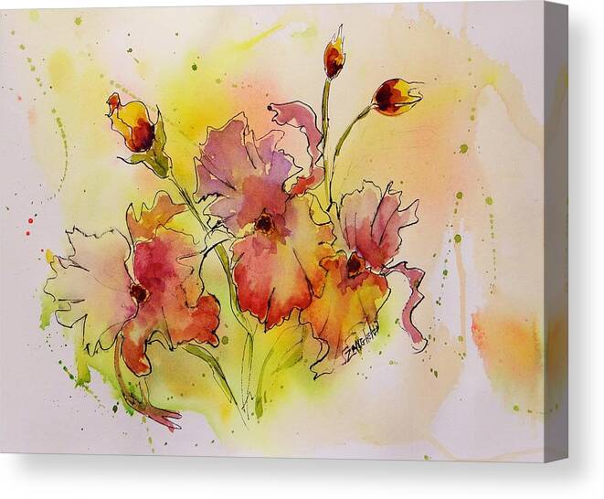Flowers Canvas Print featuring the painting Spring is Coming by Laura Lee Zanghetti