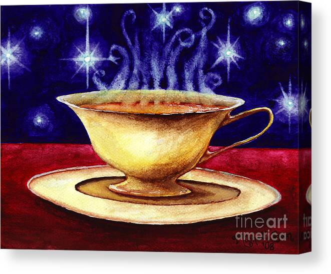 Teacup Canvas Print featuring the painting Starry Night Tea Service by Michelle Bien