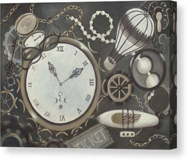 Antiques Canvas Print featuring the pastel Steampunk Adventure by Pamela Poole