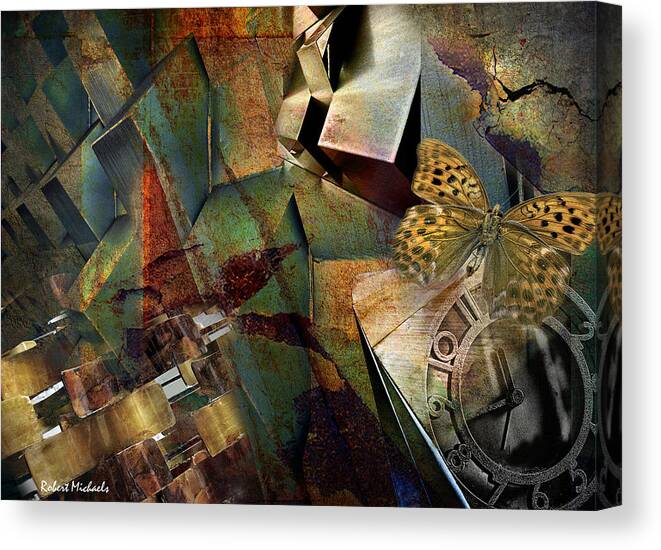 Abstract Canvas Print featuring the photograph Metallic Butterfly by Robert Michaels