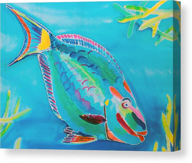 Parrotfish Canvas Print featuring the painting Stoplight Parrot Fish by Kelly Smith