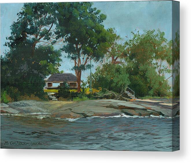 Storm Canvas Print featuring the painting Storms End Huckleberry Island by Marguerite Chadwick-Juner