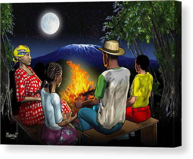 Story Canvas Print featuring the painting Story time by Anthony Mwangi