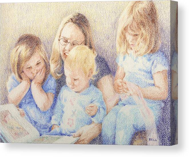 Children Canvas Print featuring the painting Story Time by Betsy W Gray 