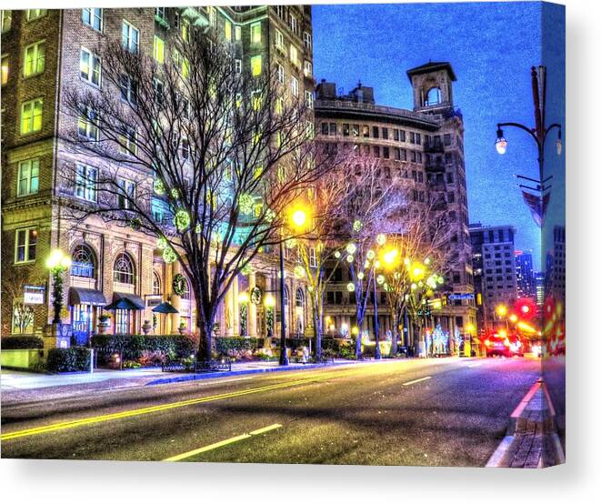 Building Canvas Print featuring the digital art Street Scene in Georgia by Kathleen Illes