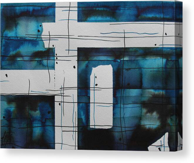 Blue Canvas Print featuring the painting Structure by Allison Fox