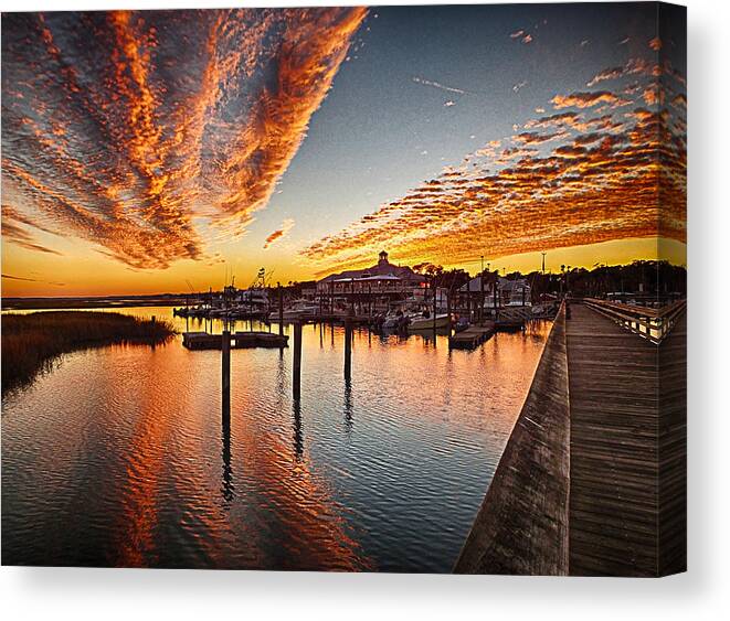 Sunset Canvas Print featuring the photograph Sunset in Murells Inlet by Bill Barber
